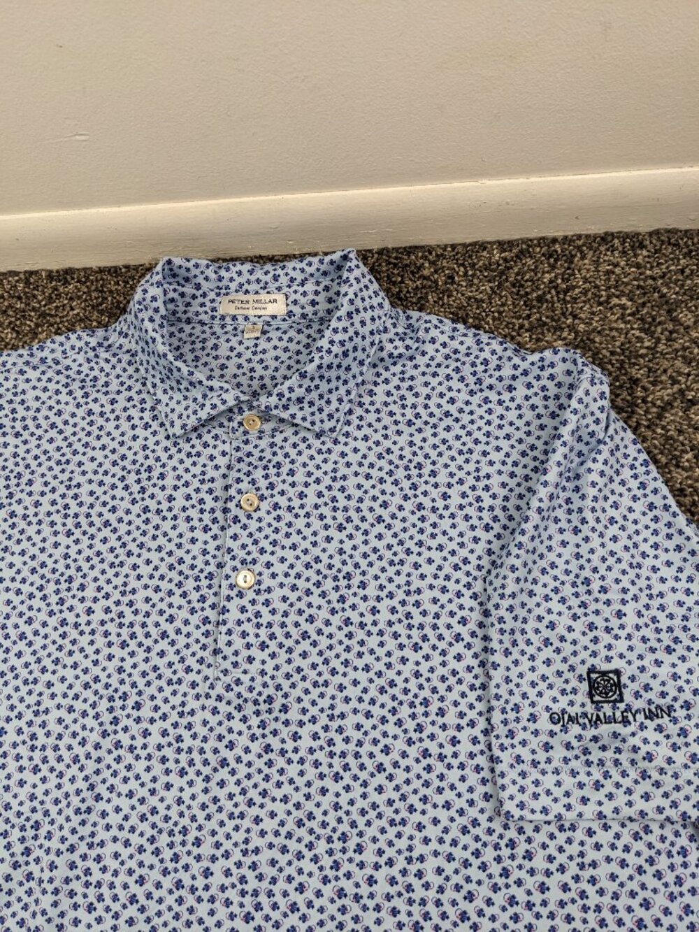 2023 Peter Millar Summer Comfort Polo Shirt All Over Fish Ojai Valley Mens Large